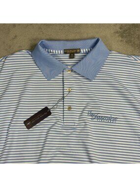 NWT Peter Millar Summer Comfort Mens XL Striped Polo Shirt Jasmine Vineyards
